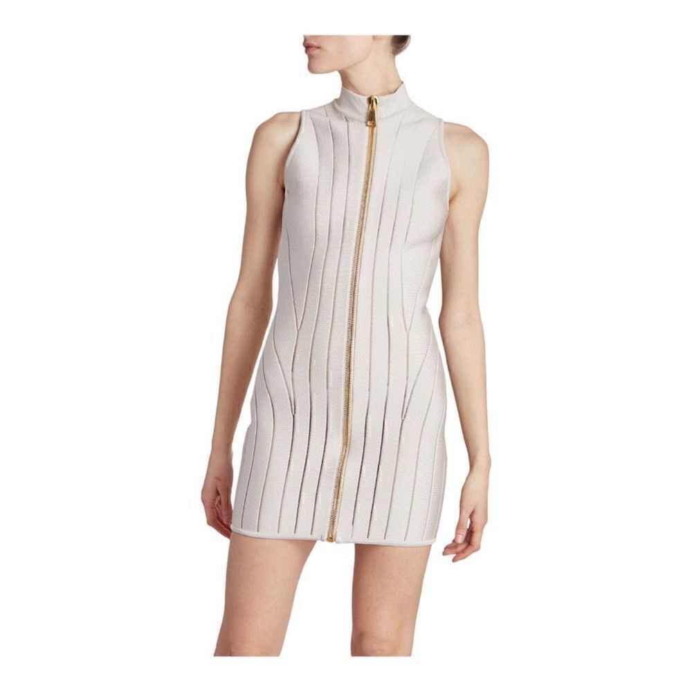 BALMAIN Sleeveless Zip Front Light Rose Minidress Size 10 (42) NWD - Picture 4 of 15